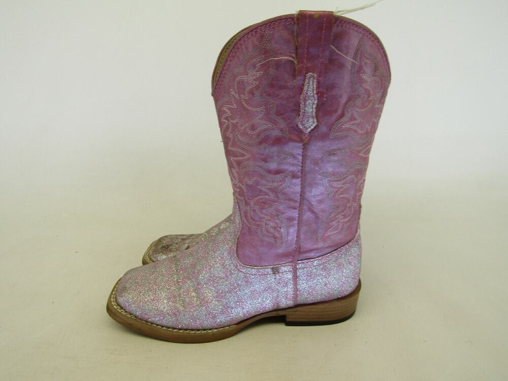 Roper Brand Youth Size 2 M Pink Glitter Western Cowboy Boots